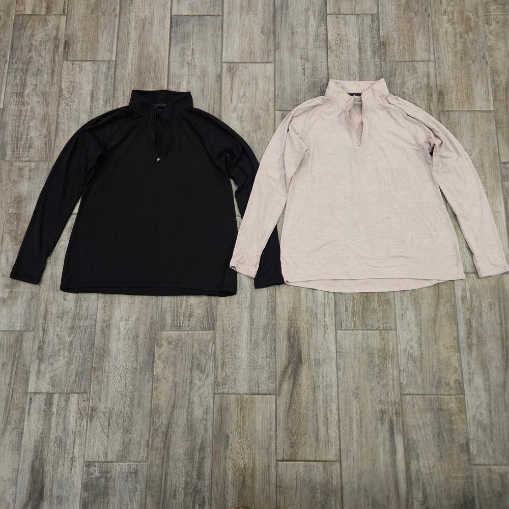 Danskin Long Sleeve Tops Women XL Lot of 2 Black‎ Pink Lightweight Active Casual